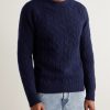Cable-Knit Brushed Shetland Wool Sweater - FR Cable-Knit Brushed Shetland Wool Sweater - FR