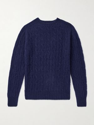 Cable-Knit Brushed Shetland Wool Sweater