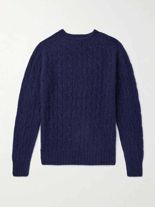 Cable-Knit Brushed Shetland Wool Sweater Cable-Knit Brushed Shetland Wool Sweater