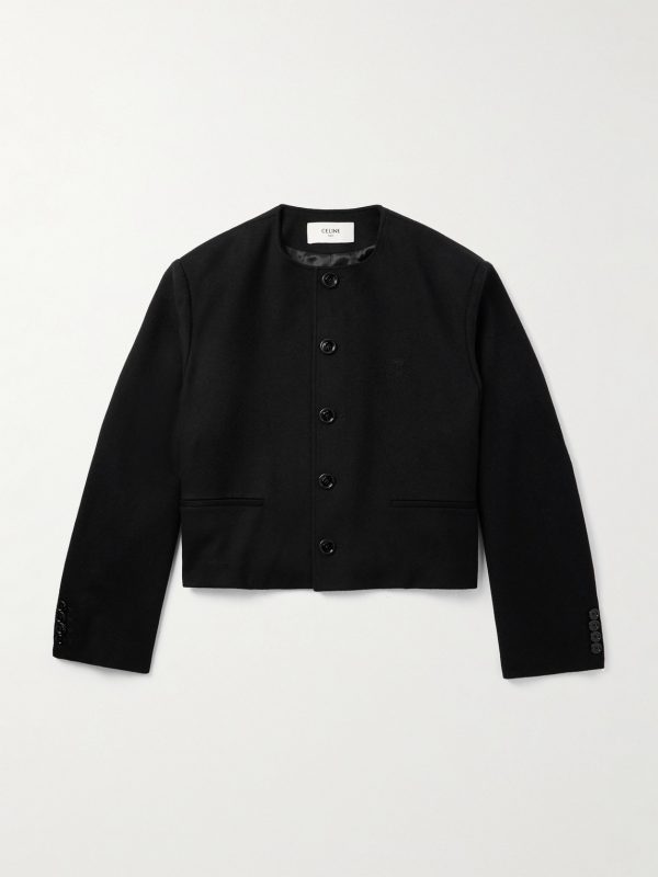 Cropped Logo-Embroidered Wool-Felt Jacket Cropped Logo-Embroidered Wool-Felt Jacket