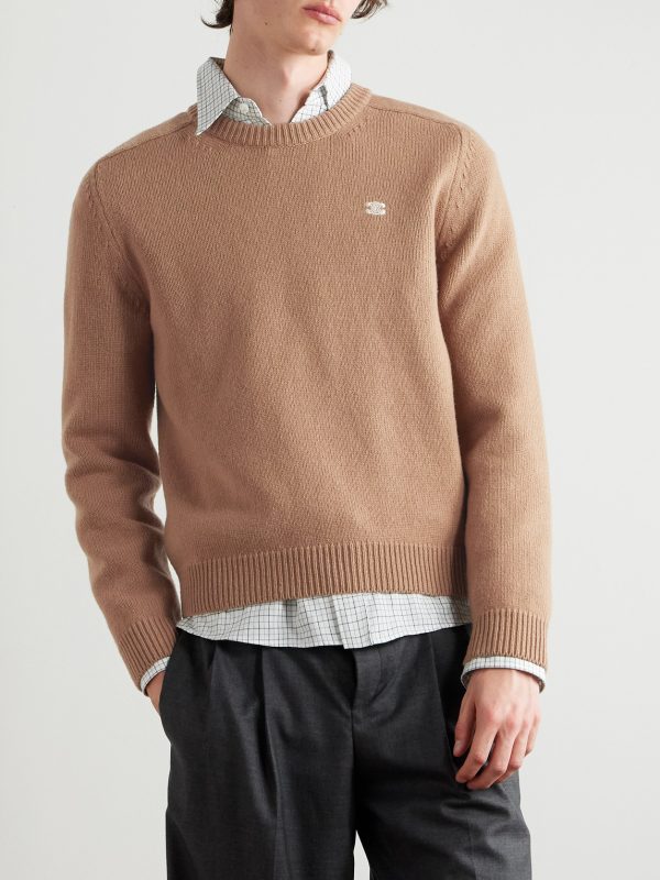 Logo-Embroidered Wool and Cashmere-Blend Sweater - FR Logo-Embroidered Wool and Cashmere-Blend Sweater - FR