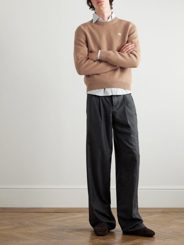 Logo-Embroidered Wool and Cashmere-Blend Sweater - OU Logo-Embroidered Wool and Cashmere-Blend Sweater - OU
