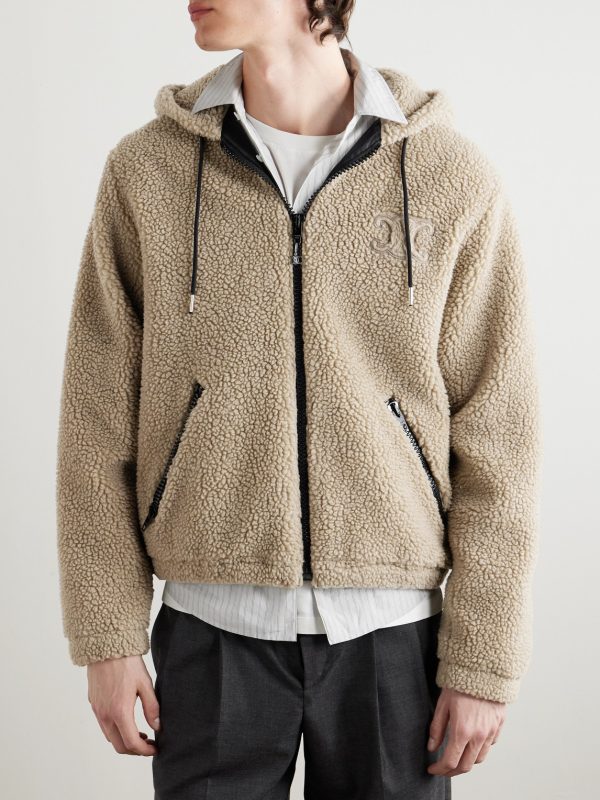 Logo-Embroidered Fleece Hooded Jacket - FR