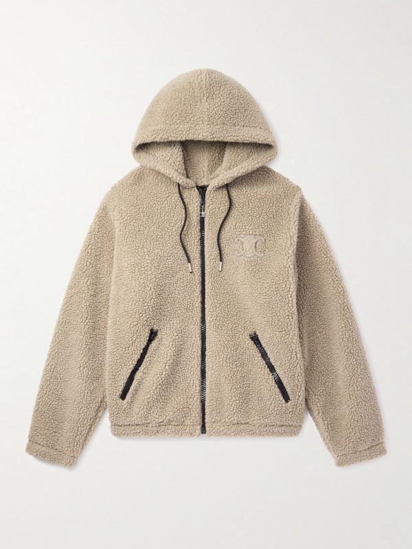 Logo-Embroidered Fleece Hooded Jacket