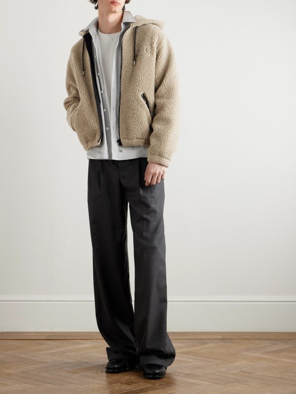 Logo-Embroidered Fleece Hooded Jacket - OU