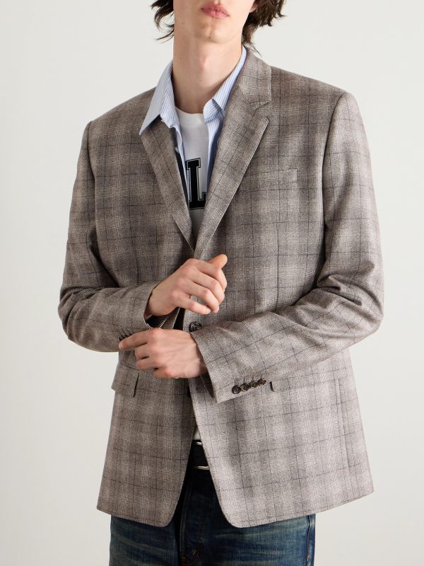 Prince of Wales Checked Wool and Cashmere-Blend Blazer - FR Prince of Wales Checked Wool and Cashmere-Blend Blazer - FR