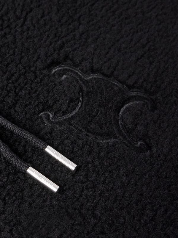 Logo-Embroidered Wool and Cotton-Blend Fleece Hooded Jacket - E1