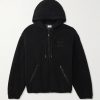 Logo-Embroidered Wool and Cotton-Blend Fleece Hooded Jacket