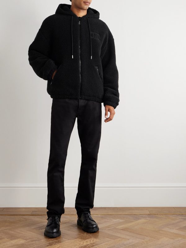 Logo-Embroidered Wool and Cotton-Blend Fleece Hooded Jacket - OU