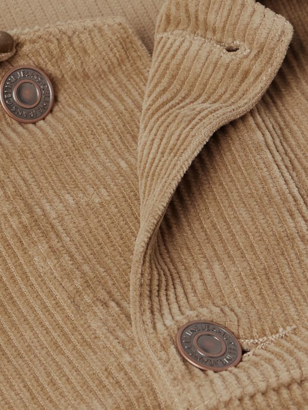 Leather-Trimmed Logo-Embroidered Cotton-Corduroy Trucker Jacket - CU