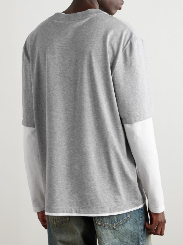 Layered Logo-Print Cotton-Jersey T-Shirt - BK