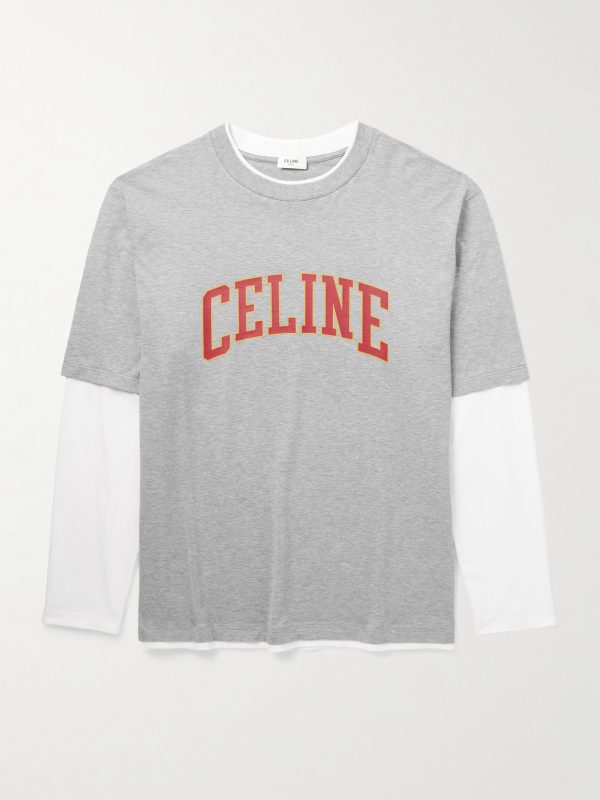 Layered Logo-Print Cotton-Jersey T-Shirt