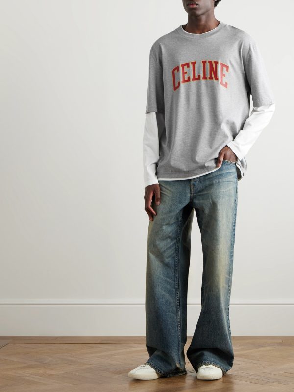 Layered Logo-Print Cotton-Jersey T-Shirt - OU