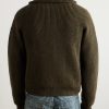 Logo-Embroirdered Ribbed Wool Zip-Up Cardigan - BK Logo-Embroirdered Ribbed Wool Zip-Up Cardigan - BK