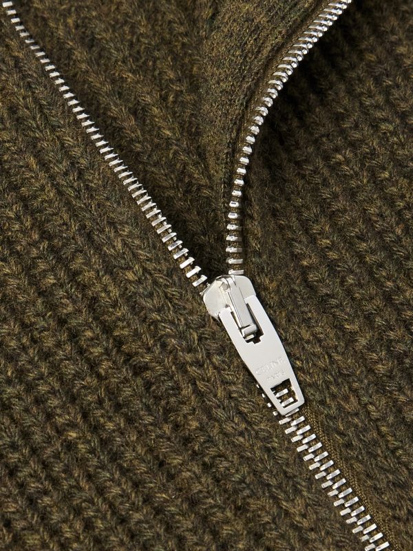 Logo-Embroirdered Ribbed Wool Zip-Up Cardigan - CU Logo-Embroirdered Ribbed Wool Zip-Up Cardigan - CU