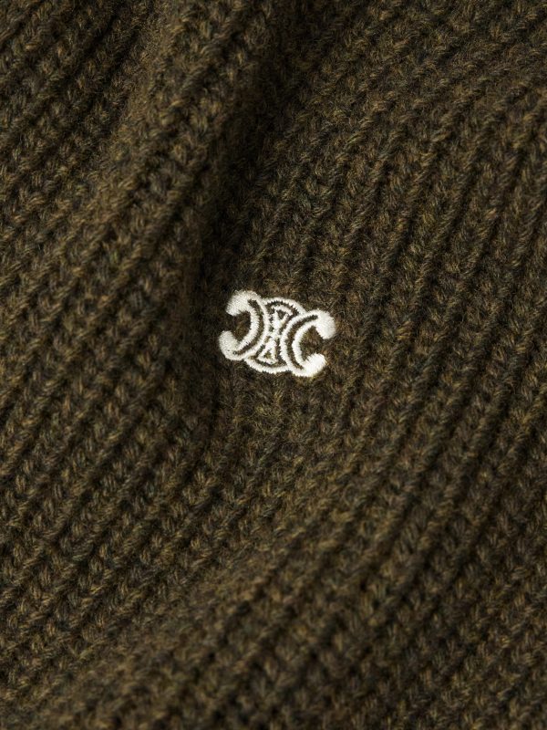 Logo-Embroirdered Ribbed Wool Zip-Up Cardigan - E1 Logo-Embroirdered Ribbed Wool Zip-Up Cardigan - E1