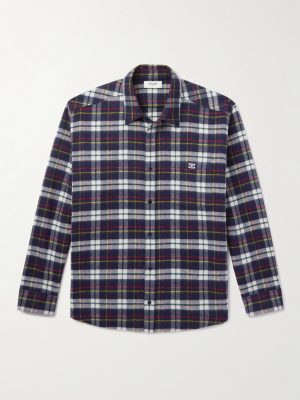 Logo-Embroidered Checked Wool-Flannel Shirt Logo-Embroidered Checked Wool-Flannel Shirt