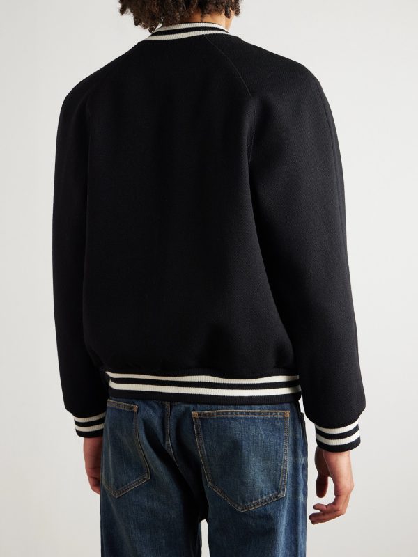 Teddy Triomphe Leather-Trimmed Wool-Blend Varsity Jacket - BK Teddy Triomphe Leather-Trimmed Wool-Blend Varsity Jacket - BK