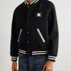 Teddy Triomphe Leather-Trimmed Wool-Blend Varsity Jacket - FR Teddy Triomphe Leather-Trimmed Wool-Blend Varsity Jacket - FR