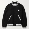 Teddy Triomphe Leather-Trimmed Wool-Blend Varsity Jacket Teddy Triomphe Leather-Trimmed Wool-Blend Varsity Jacket