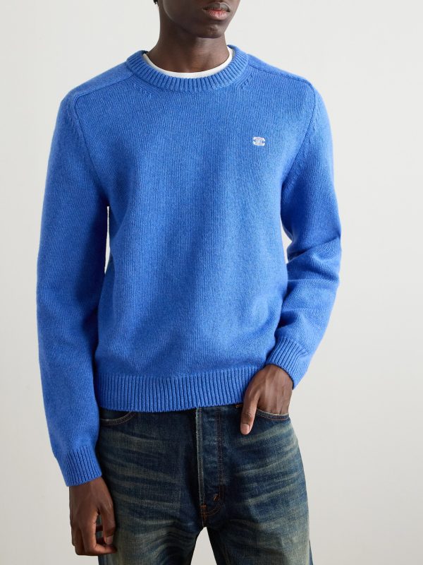 Logo-Embroidered Wool and Cashmere-Blend Sweater - FR Logo-Embroidered Wool and Cashmere-Blend Sweater - FR