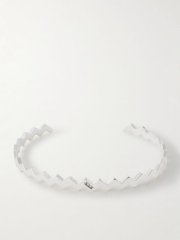 Snake Sterling Silver Diamond Cuff