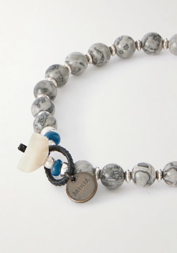 Sterling Silver, Jasper and Shell Beaded Bracelet - CU Sterling Silver, Jasper and Shell Beaded Bracelet - CU