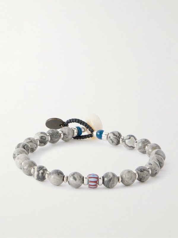 Sterling Silver, Jasper and Shell Beaded Bracelet Sterling Silver, Jasper and Shell Beaded Bracelet