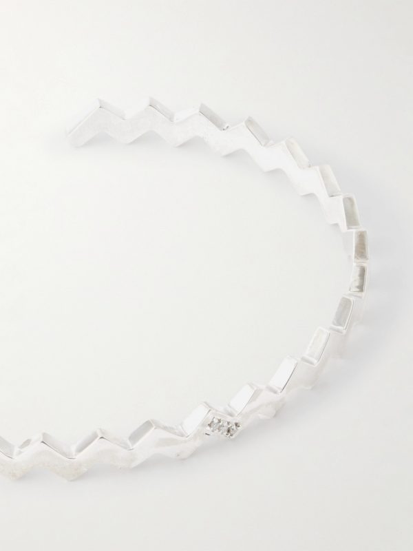 Sterling Silver Diamonds Bangle - CU Sterling Silver Diamonds Bangle - CU