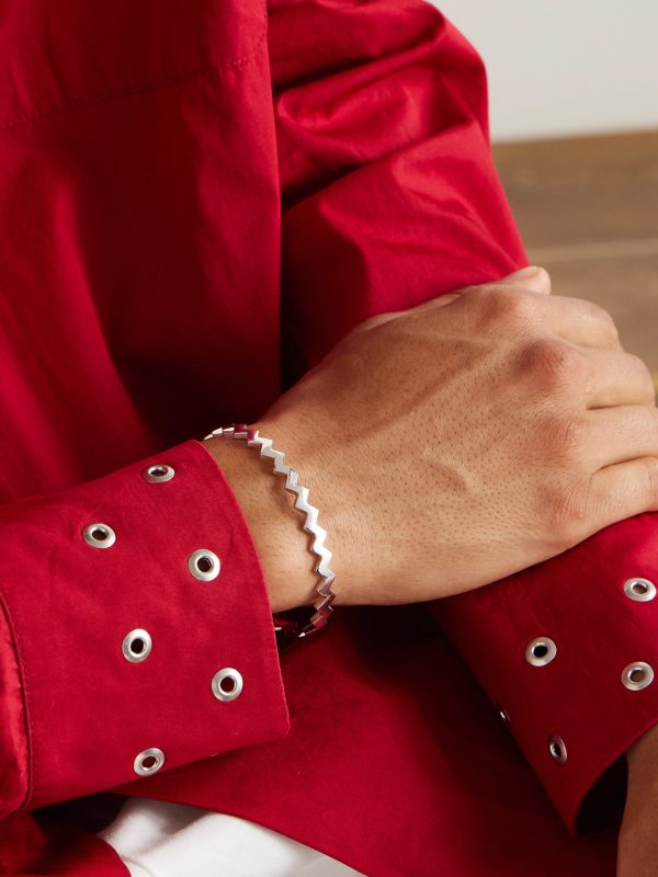 Sterling Silver Diamonds Bangle - OU Sterling Silver Diamonds Bangle - OU