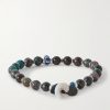Sterling Silver, Chrysocolla and Shell Beaded Bracelet - BK