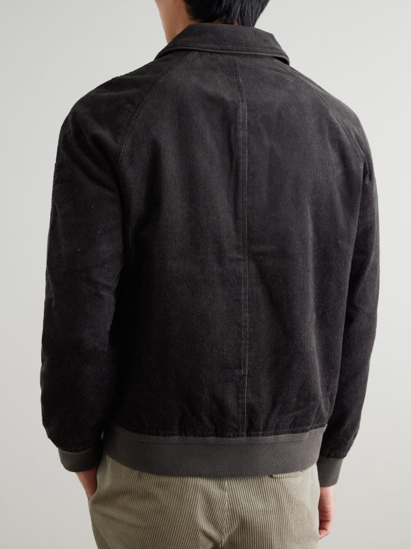 Suede-Trimmed Cotton-Corduroy Varsity Jacket - BK Suede-Trimmed Cotton-Corduroy Varsity Jacket - BK