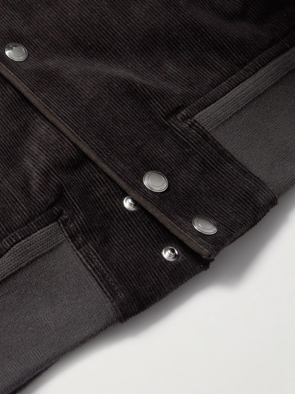 Suede-Trimmed Cotton-Corduroy Varsity Jacket - E1 Suede-Trimmed Cotton-Corduroy Varsity Jacket - E1