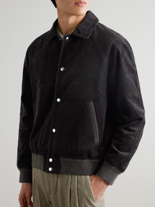 Suede-Trimmed Cotton-Corduroy Varsity Jacket - FR Suede-Trimmed Cotton-Corduroy Varsity Jacket - FR