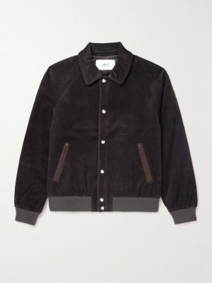 Suede-Trimmed Cotton-Corduroy Varsity Jacket Suede-Trimmed Cotton-Corduroy Varsity Jacket