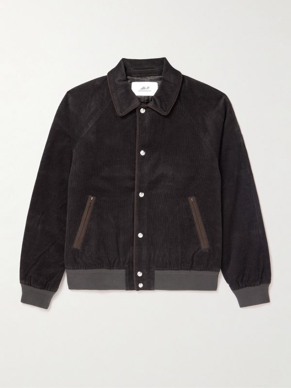 Suede-Trimmed Cotton-Corduroy Varsity Jacket Suede-Trimmed Cotton-Corduroy Varsity Jacket