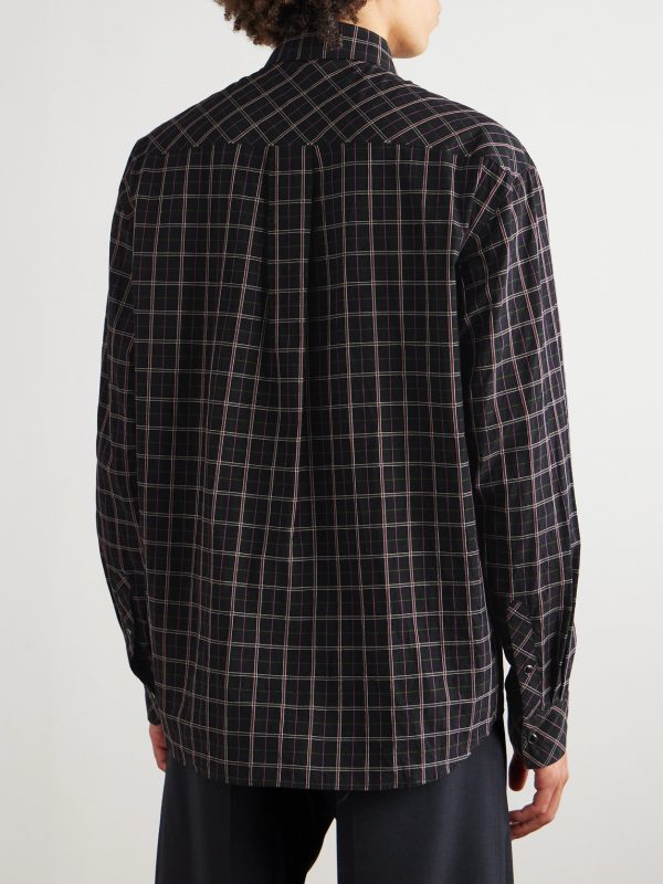 Checked Textured-Cotton Western Shirt - BK Checked Textured-Cotton Western Shirt - BK