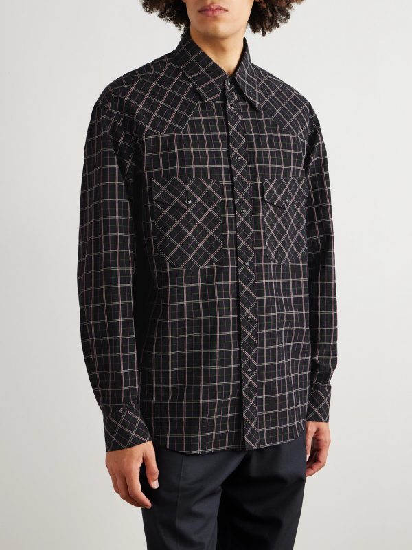 Checked Textured-Cotton Western Shirt - FR Checked Textured-Cotton Western Shirt - FR