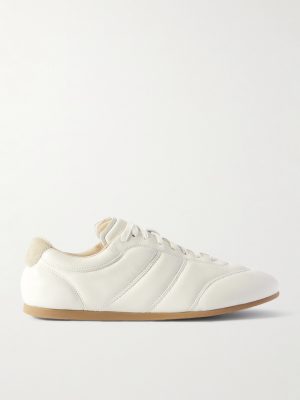 Suede-Trimmed Leather Sneakers