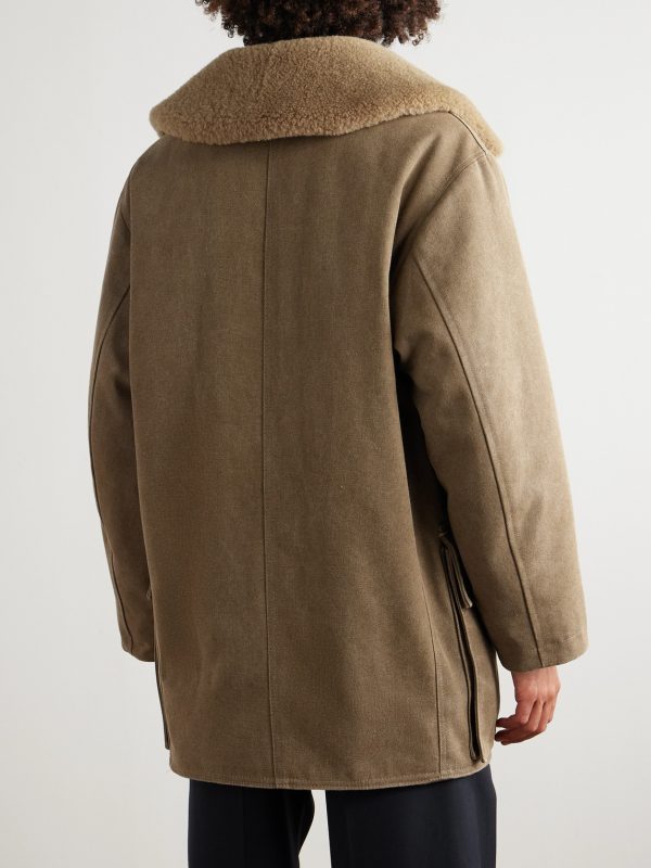 Plush-Trimmed Padded Cotton-Canvas Coat - BK
