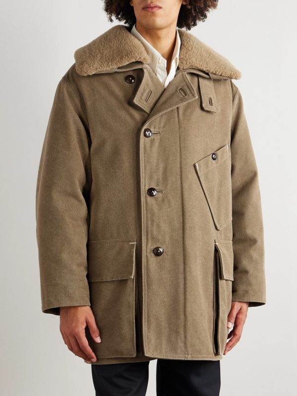 Plush-Trimmed Padded Cotton-Canvas Coat - FR