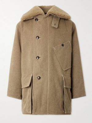 Plush-Trimmed Padded Cotton-Canvas Coat