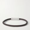 7g Sterling Silver and Leather Cable Bracelet - BK