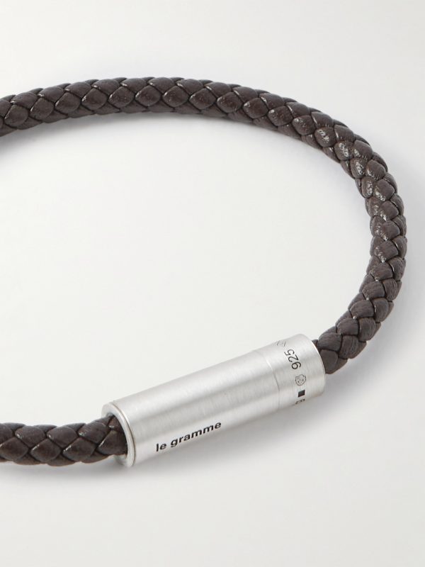 7g Sterling Silver and Leather Cable Bracelet - CU