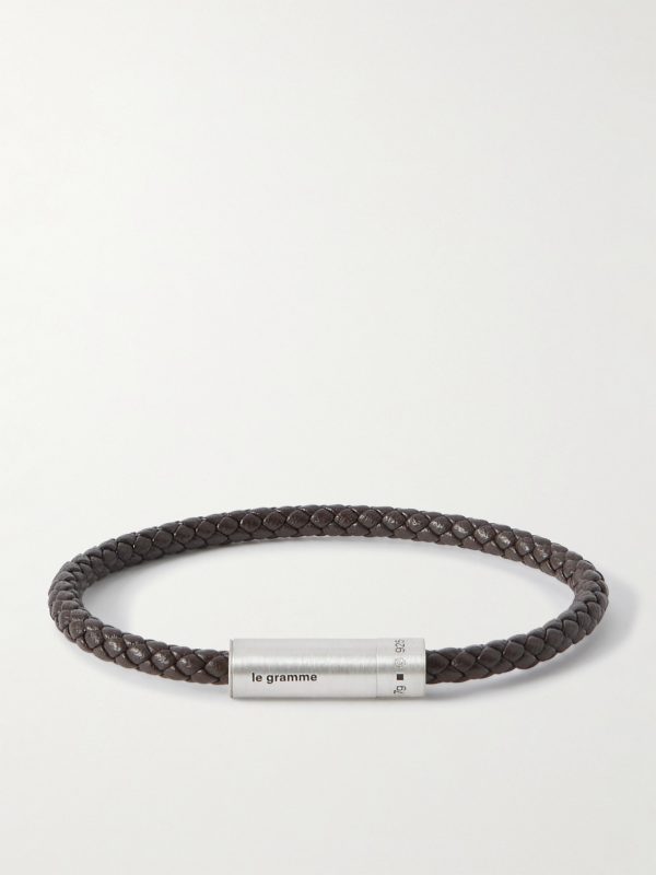 7g Sterling Silver and Leather Cable Bracelet