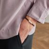 7g Sterling Silver and Leather Cable Bracelet - OU