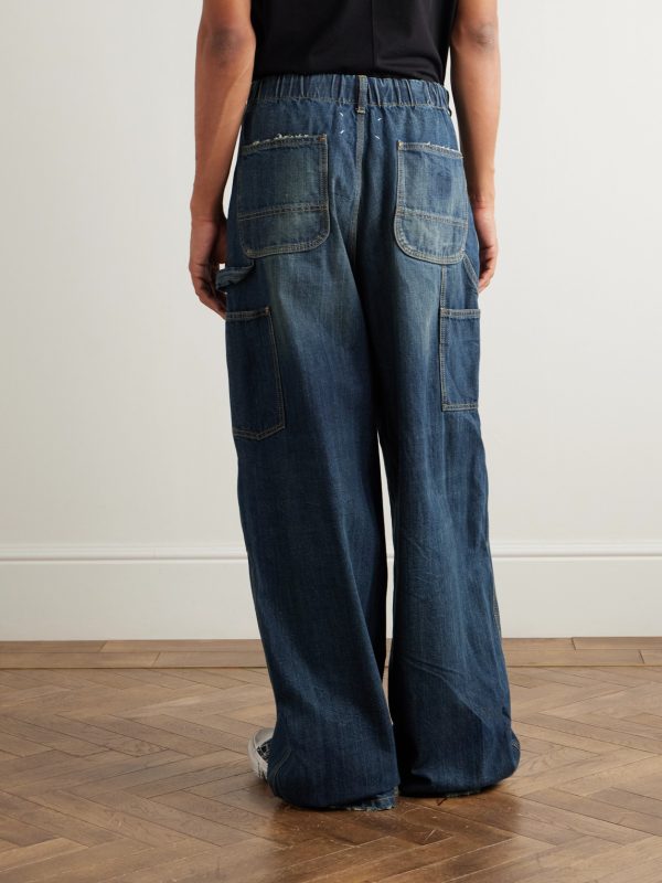 Wide-Leg Distressed Jeans - BK
