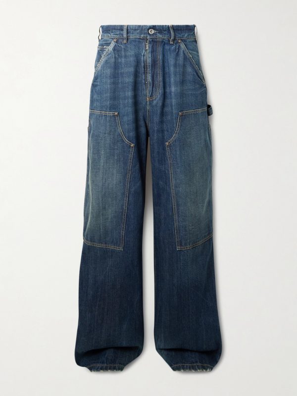 Wide-Leg Distressed Jeans