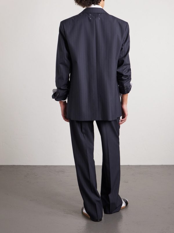 Pinstriped Wool Suit Jacket - BK