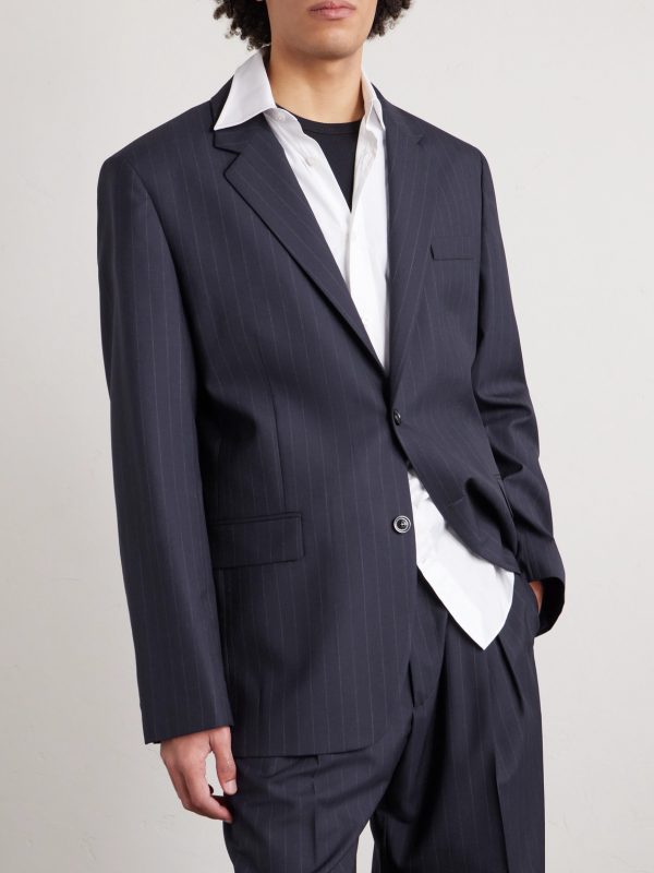 Pinstriped Wool Suit Jacket - FR